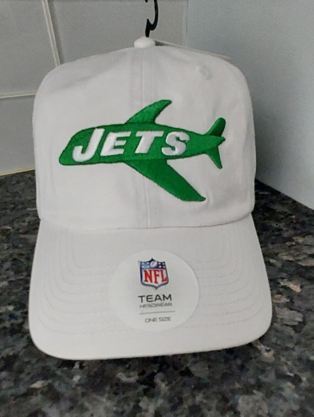 NFL Team New York Jets Adjustable White Green Baseball Cap Plane Logo Retro